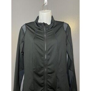 Apana Athletic Track Jacket Women Med Black Full Zip Mesh Back Lightweight